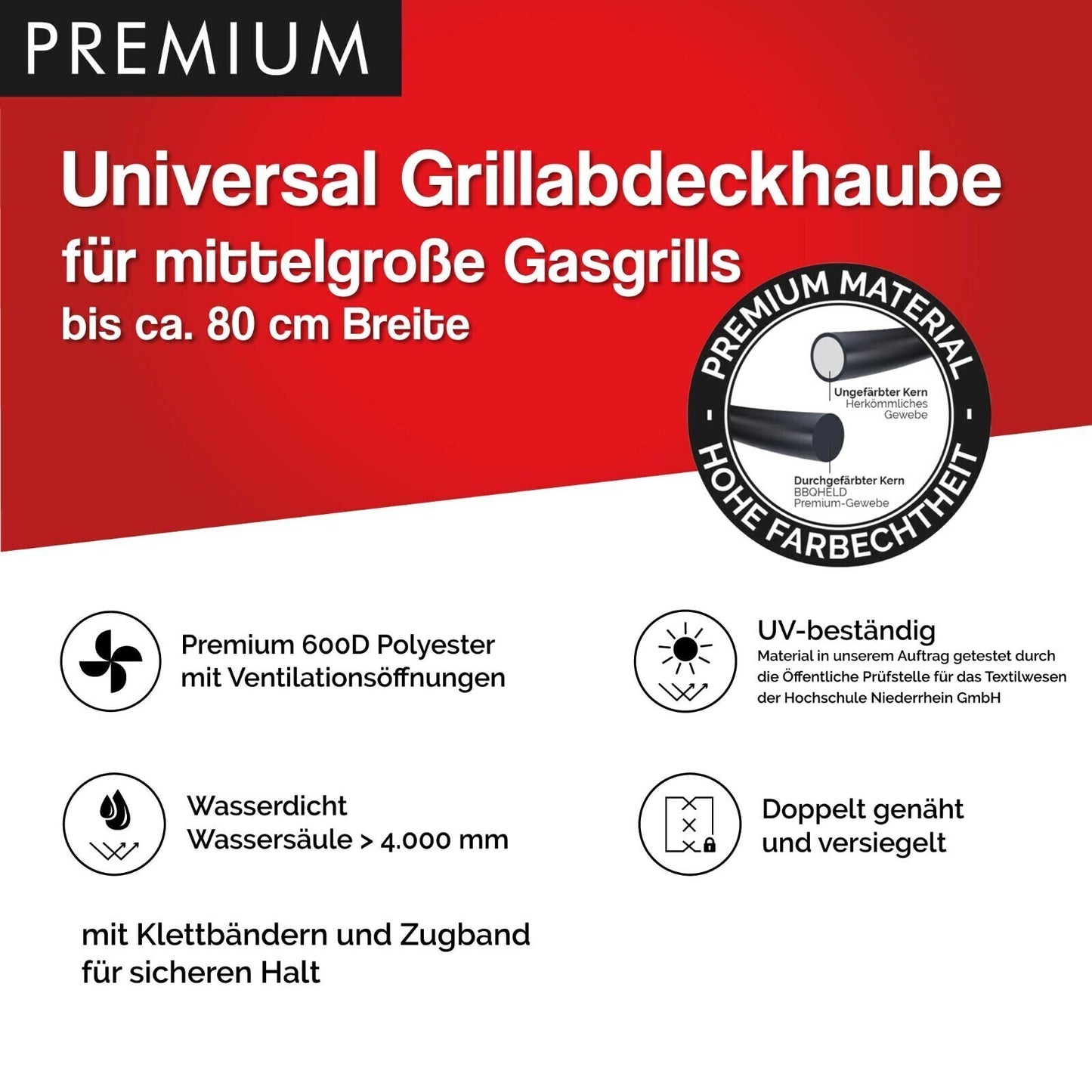 Universal Premium Grill Abdeckhaube für mittelgroße Gasgrills bis ca. 80 cm 