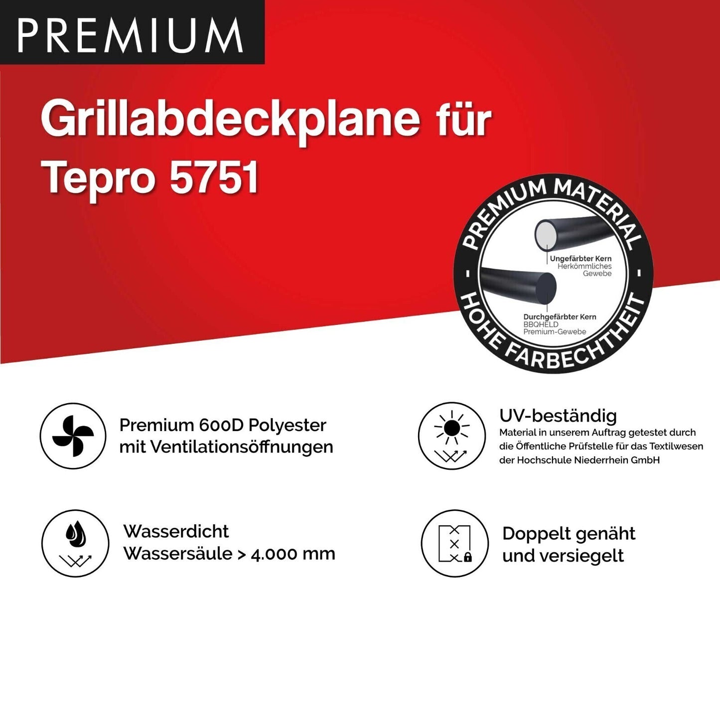 Universal Premium Grill Abdeckhaube für Tepro 5715